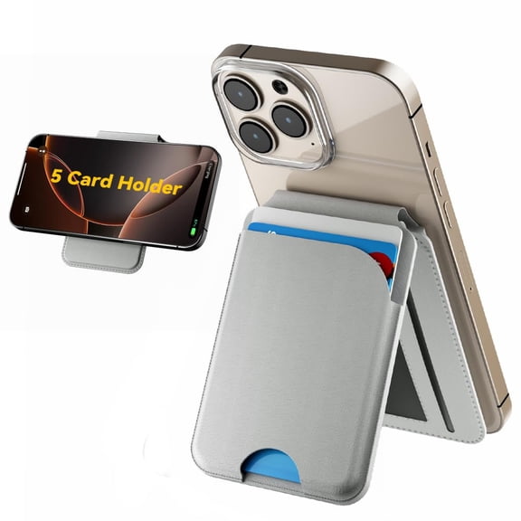 Soporte magnético tipo cartera TWZKG para iPhone con RFID, color gris