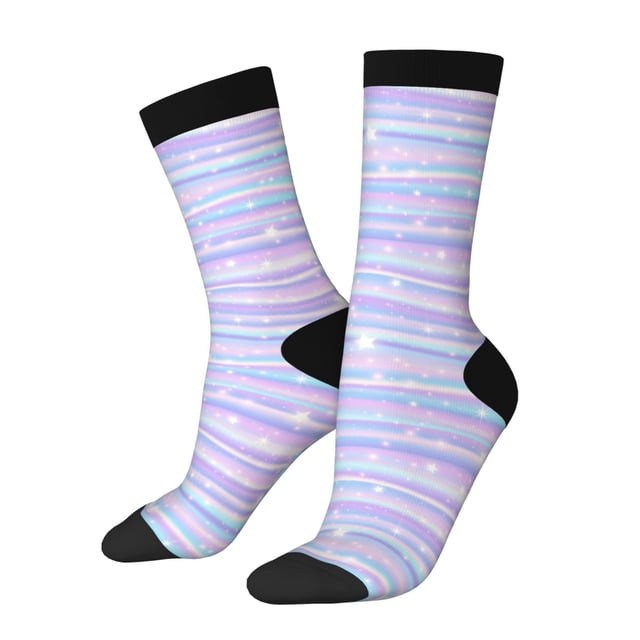 Balery Striped Gradient Calcetas Largas con Estampado para Hombre y Mujer – Suaves y Transpirables, Talla Única (US 5-11)