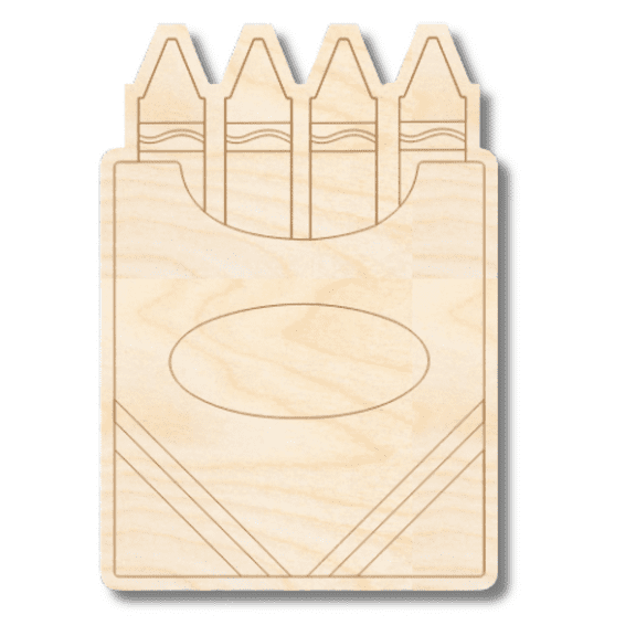 Unfinished Wood Etched Box of Crayons Shape 3" / 1/8"