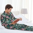 thumbnail image 6 of Sikiie Rose Flowers Mens Pajama Set, Soft Warm Long Sleeve Sleepwear, Cozy Button-Down Pjs for Men-, 6 of 7