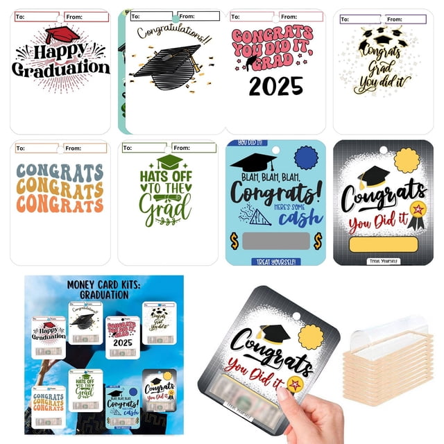 AKEGAMN Graduation Card Graduation Card Clip Graduation Card Humorous Set Of 8 Graduation Wallet Card Decoration Interesting Graduation Wallet Fantastical Design: Our cards the spirit of graduation