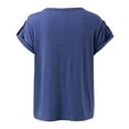 thumbnail image 7 of BYHONG Women's Colored Cotton Short Sleeved T Shirt Women Tops 2024 Blue XXL, 7 of 7
