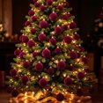 thumbnail image 5 of STPToys 44Pcs Christmas Burgundy Velvet Ornament Balls Assorted Sizes With Hanging Loops For Xmas Tree Holiday Home Decor, 5 of 9