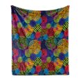 thumbnail image 1 of Funky Soft Flannel Fleece Throw Blanket, Grunge Murky Sketchy Geometric Forms with Hand Drawn Lines Image Artwork, Cozy Plush for Indoor and Outdoor Use, 70" x 90", Multicolor, by Ambesonne, 1 of 6