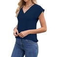 thumbnail image 3 of UVN Summer Shirts for Women V Neck Cap Sleeve Blouses Business Casual Womens Work Tops, 3 of 8