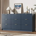thumbnail image 4 of FURNIWAY Blue 9 Drawer Dresser Fluted Modern Wide Chest Gold Handles Storage Cabinet for Bedroom Living Room Entryway, 4 of 10