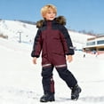 thumbnail image 2 of Xyant Girls Boys Snow Suits Kids One Piece Snowsuits Waterproof Windproof Snowboarding Jumpsuits Winter Overalls Toddler Kids Ski Suits (Wine,8-9 Years), 2 of 9