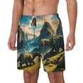 thumbnail image 1 of Balery Valley River Dinosaur Bañador para hombre, shorts de playa de secado rápido con entrepierna y forro de compresión-Medium, 1 of 6