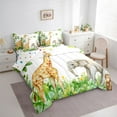thumbnail image 3 of Feelyou Giraffe Elephant Animal Bedding Comforter Set 7pcs, Green Palm Leaf Queen Bedding Sets, Woodland Wildlife Reversible Queen Sheet Sets, Ultra Soft Home Decor, 3 of 7