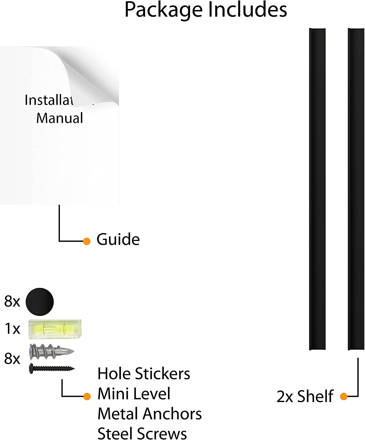Wallniture Denver 72" Floating Shelves for Picture Frames Collage Wall Decor Picture Ledge Living Room, Vinyl Record Holder Black Set of 2