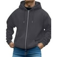thumbnail image 5 of Mens Long Sleeve Zip-up Hoodie With Kanga Pocket Dark Gray XL, 5 of 6