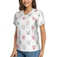 thumbnail image 2 of Zufioo Girl Rabbit Print Women's Classic V-neck T-shirt, V-neck Short-sleeved Tops Home Wear, Suitable for Daily Life, Work, Outdoors-XX-Large, 2 of 8