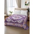 thumbnail image 2 of Twin XL Flat Sheet 66"x102", Purple Boho Soft Lightweight Bedding Flat Sheets Only, Ethnic Geometric Middle Century Art Brushed Microfiber Top Bed Sheet, Breathable StainResistant Bedsheets, 2 of 9