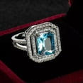 thumbnail image 4 of Aquamarine Blue Princess Cut Band Gift Women's 925 Silver Wedding Ring Size 6-10, 4 of 5