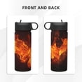 thumbnail image 3 of Daiia Fiery Orange Flames Energy Printed 18oz Sports Insulated Kettle With Straw Water Bottle For Running Hiking Cycling Climbing Mens Woman'S Sports Water Bottle, 3 of 8