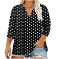 thumbnail image 2 of Viluyesy Plus Size 3/4 Sleeves T-Shirt Women V-Neck Button Shirt Tops Comfortable Fashionable Relaxed Button Loose Blouse Black Size L, 2 of 5