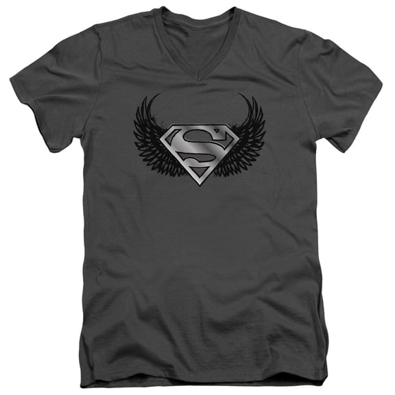 Superman - Dirty Wings - Slim Fit V Neck Shirt - Large