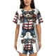 thumbnail image 1 of Fotbe Patriotic Boxing Bear Art Conjunto de Pijama Estampado para Mujer, 2 Piezas, Ropa de Dormir con Camiseta de Manga Corta y Shorts Suaves-Medium, 1 of 6