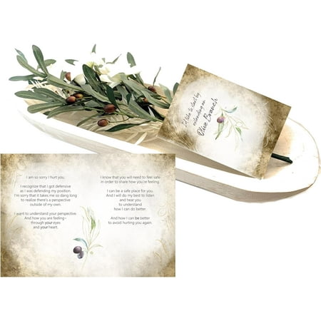 I'm Sorry Greeting Card Hcrafted Paulownia Wood Farmhouse Dough Bowl with Olive Branch Flowers Gift Heartfelt Sincere Apology Olive Branch