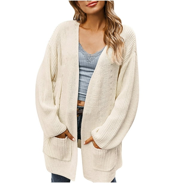 Women's Knit Cardigan Sweater Wool Long Sleeve Loose Button Solid Color  Top, Khaki9, Small : : Clothing, Shoes & Accessories