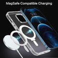 thumbnail image 2 of iPhone 12 Pro Max Case with Invisible Magnetic Stand [Compatible with MagSafe] Clear Hard Back Cover Soft TPU Hybrid Shockproof Military-Grade Protection Slim Ring Kickstand Phone Case, Clear, 2 of 8
