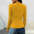 thumbnail image 4 of Lenpel Long Sleeve Shirts for Women Crew Neck Slim T-Shirts Base Layer Tops Casual Basic Tees Trendy Tunic Blouses(Yellow,XX-Large), 4 of 7