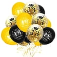 thumbnail image 1 of Globos para fiesta SHUNTAI 15 unidades para 13.º cumpleaños, dorado y negro, 1 of 6