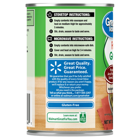 Great Value French Style Green Beans, No Salt Added, 14.25 oz