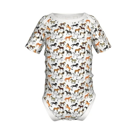 

Adobk Horse Print Baby Climbing Clothes Jumpsuit Rompers Classic Rompers Child Short sleeve Bodysuits-9M