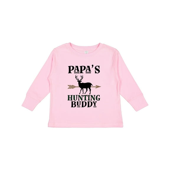 Inktastic Papa Hunting Buddy Bow Hunter Boys or Girls Long Sleeve Toddler T-Shirt