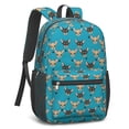 thumbnail image 2 of Chihuahua and Dog Paw Print Blue Pattern 17" Waterproof Oxford School Backpacks for Teens, S-Shape Padded Straps, for School, Travel, Hiking, Camping, 2 of 5