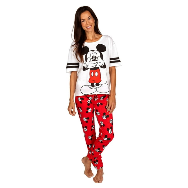 Disney Pyjama pour Femme, T-Shirt à Manches Courtes et Pantalon, Ensemble de Nuit pour Adulte