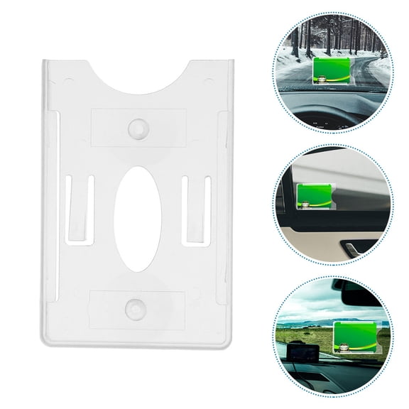 ibasenice 2-Pack Clear Car Windshield Card Holders for Parking Passes and Toll Permits with Simple Installation