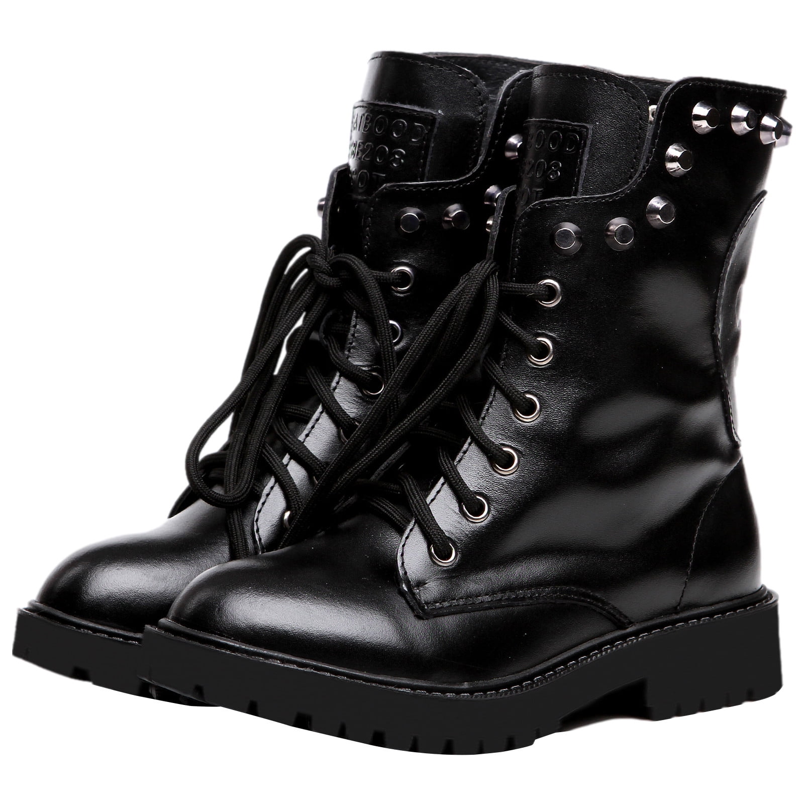 rismart Women's Round Toe Mid Calf Punk 
