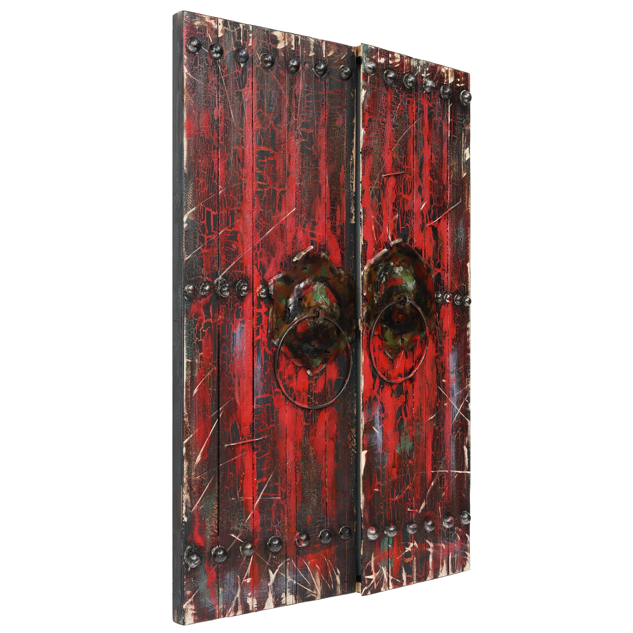 Empire Art Direct PMO-130322-4730 Primo Mixed Media Hand Painted Iron Wall Sculpture - Antique Wooden Doors 1