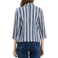 thumbnail image 3 of INSPIRE CHIC Blazer à Rayures pour Femme Manches 3/4 Décontracté Ouvert à l'Avant Revers Cranté Blazer m Bleu Blanc, 3 of 8