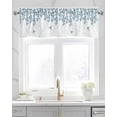 thumbnail image 2 of Geometric Leaves Linen Curtain Valance for Bedroom/Bathroom/Kitchen/Office/Living/Dining Room Windows,Spring Botanical Birds Modern White Rod Pocket Topper Drapes Decorative Cafe Drapery Panel 60x18, 2 of 6