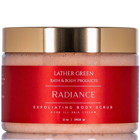 Radiance Exfoliating Sugar Body Scrub, Nourishing and Brightening Skincare for Dry and Dull Skin, 12 oz by LatherGreen