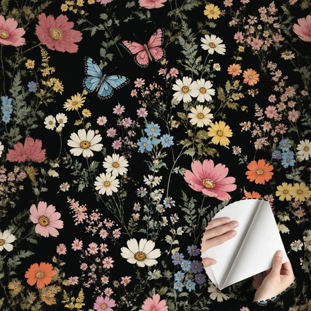 Vintage Butterfly Floral Wallpaper Boho Peel and Stick Wallpaper Waterproof Wall Decoration for Living Room Bedroom Kitchen Cabinet Drawer 17.7 * 78.5 in Contact Paper Decor