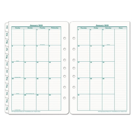 Filofax Refill Planner - FranklinCovey Original Dated Monthly Planner Refill, January-December, 5 1/2 x 8 1/2, 2019 -FDP35399