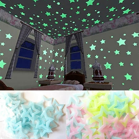 

Tuelaly 100/40Pcs Glow in The Dark Stickers 3D Luminous Stars Wall Ceiling Decal Murals for Nursery Baby Girl Boy Kids or Relaxing Ambience for Adults Home Bedroom Living Room Decoration
