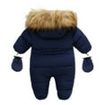 thumbnail image 3 of GYRATEDREAM Baby Winter Snowsuit Warm Hooded Puffy Coat Jacket Footed Romper Infant Jumpsuit with Gloves for Boy Girl 6-24M, 3 of 9