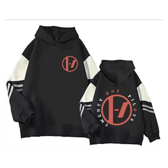 AMEDRXQ Twenty One Pilots patchwork hoodie casual long-sleeved pocketless fashion pullover