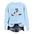 thumbnail image 4 of Crewneck Sweatshirt for Women Ghost Black Cat Graphic Long Sleeve Pullover Cutecore Streetwear Halloween Top Fall Spring Outfits Light Blue L, 4 of 5