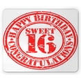 thumbnail image 1 of 16th Birthday Mouse Pad, Vintage Rubber Stamp Old Fashioned Greeting Sign Time Flies Theme Print, Rectangle Non-Slip Rubber Mousepad, Vermilion White, by Ambesonne, 1 of 2