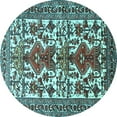 thumbnail image 1 of Ahgly Company Indoor Round Persian Light Blue Traditional Area Rugs, 5' Round, 1 of 4