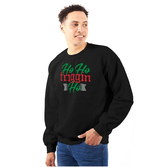 Funny Christmas Ho Ho Friggin Ho Unisex Plus Fleece Graphic Sweatshirt Brisco Brands 2X