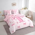 thumbnail image 3 of jejeloiu Personalized Letter T Twin Bedding Sets 7-Piece,Monogrammed Theme Bedding Comforter Set,Ribbon Bow Knot Sheet Sets,Ultra Soft Bedroom Decor Reversible, 3 of 8
