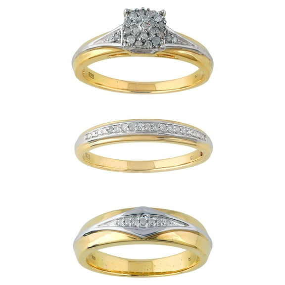 Forever Bride 0.20ct (J-K,I2-I3) Round Diamond Engagement Wedding Silver- plated Yellow Ring.