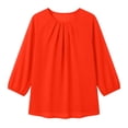 thumbnail image 7 of Tops For Women Summer Crew Neck Three Quarter Sleeve Trendy Casual Solid Streetwear Office Weekend Errands Travel Outfit Polished Daytime Brunch Workday, 7 of 7